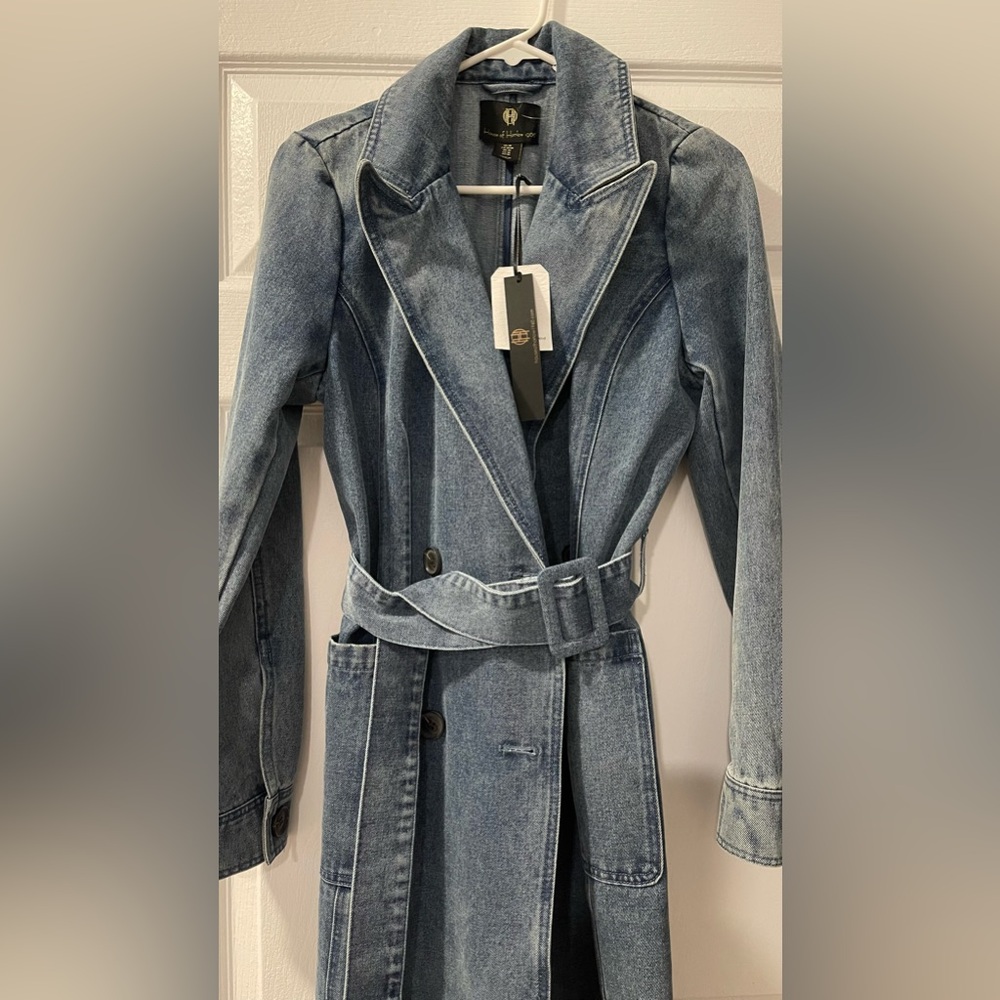 BRAND NEW House of Harlow Denim Trench Coat